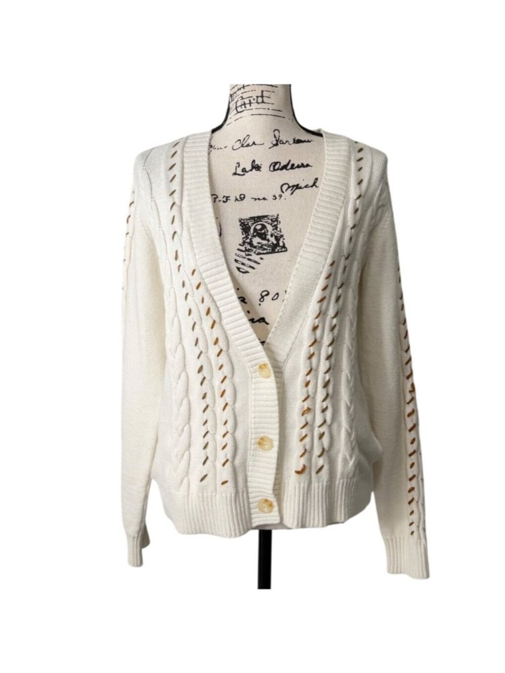 Idyllwind Miranda Lambert Women XS Cardigan Western Horse Rodeo Cable Knit Ivory - Picture 2 of 8